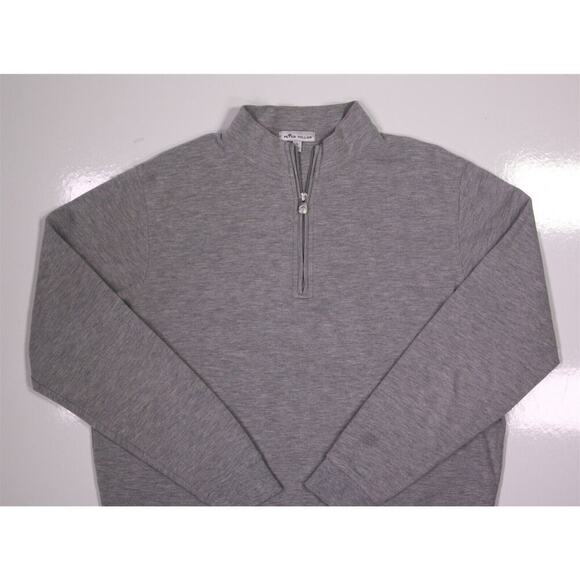 Peter Millar Heather Gray Cotton-Modal 1/4 Zip Pullover Sweater Men's Large - Picture 2 of 6